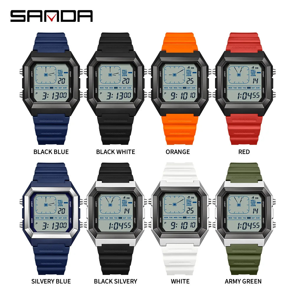 SANDA 6307 Sports Alarm Electronic Watch Digital Watches for Man Women Boys