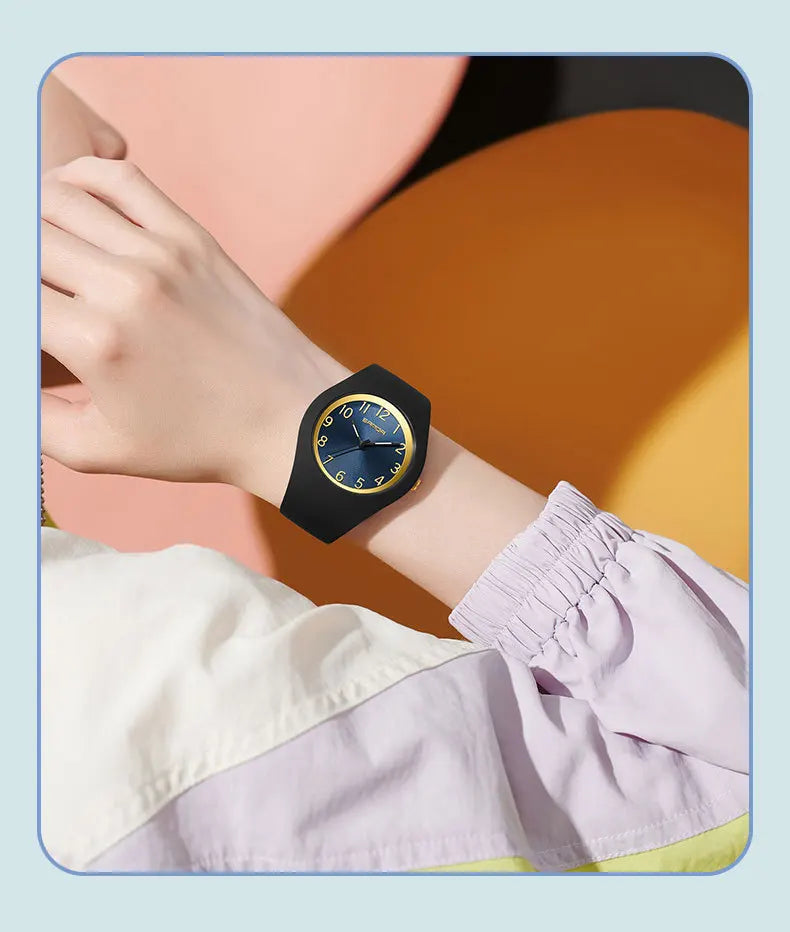 SANDA 6186 Fashion Teenagers Silicone Strap Quartz Watch