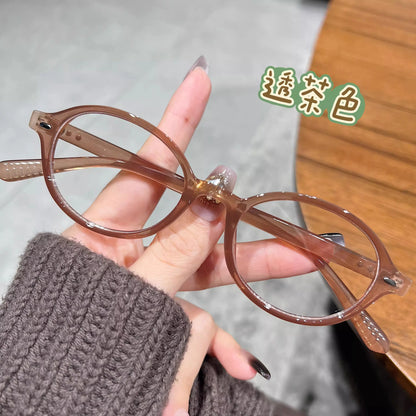Y2K Retro Blue Green Oval Small Frame Glasses Frame Women's Anti Blue Light Glasses 2023 Fashion Style Eyeglasses Frame Eyewear