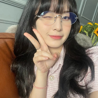 New Trendy Anti-blue Light Vintage Frameless Square Eyeglasses for Women Girls Blue Light Blocking Glasses Eyewear Accessories