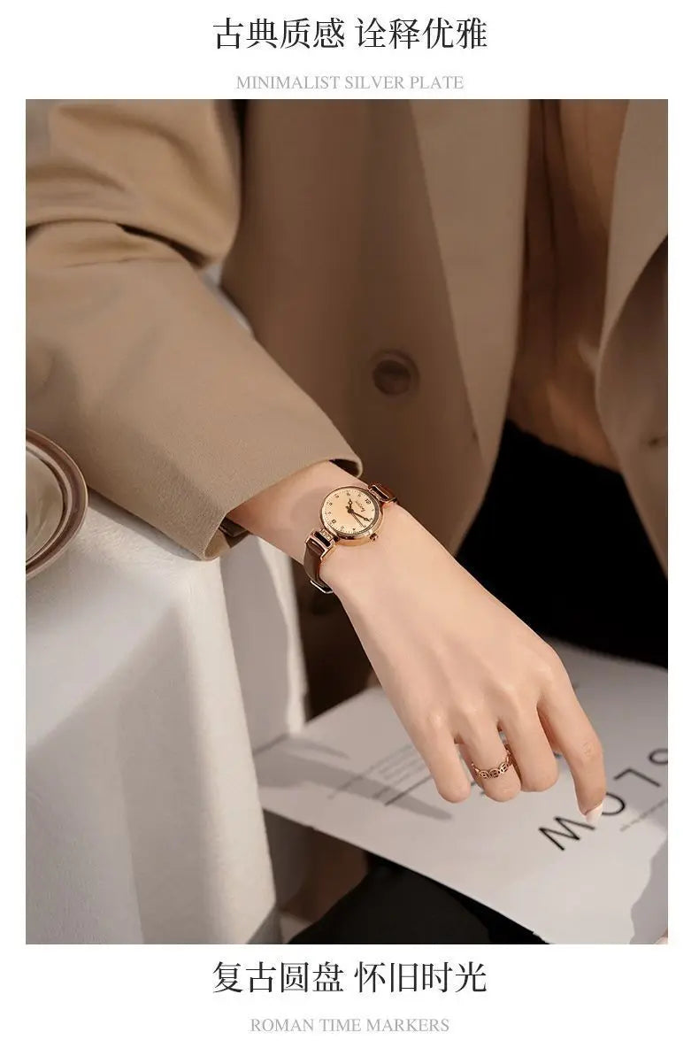 2025 Quartz Watch Women PU Leather Thin Strap Wristwatch Ladies Watches Solid Color Fashion Women Gift Watch Relojes Para Mujer