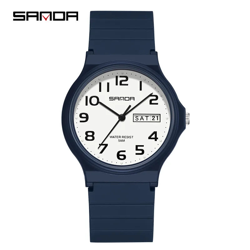 SANDA 9072 Quartz Watch Calendar Light  Weight Minimalism Ladies Women Wristwatches