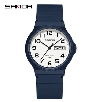 SANDA 9072 Quartz Watch Calendar Light  Weight Minimalism Ladies Women Wristwatches