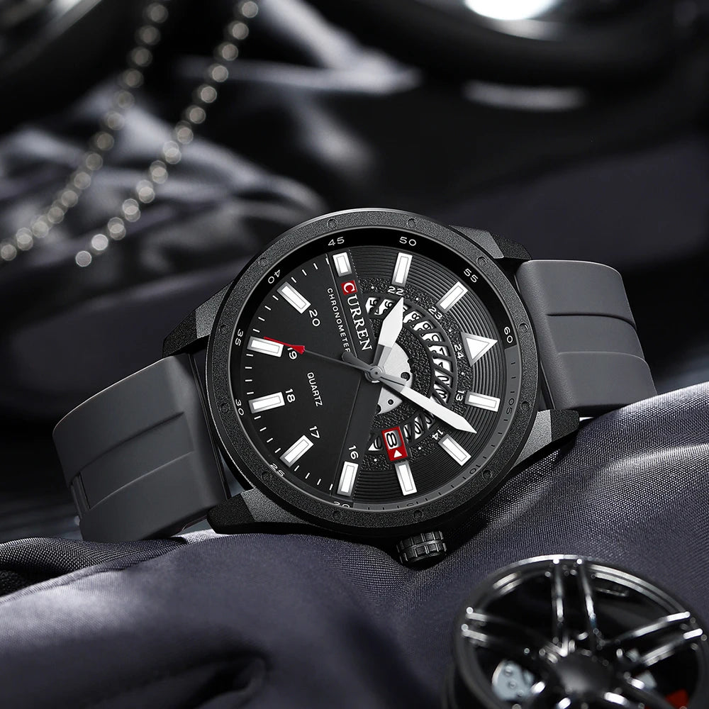 Curren 8421 Brand New Sport Silicone Quartz Men’s Watch Waterproof Wrist Watches