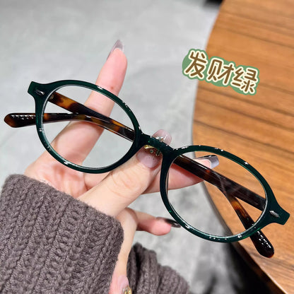 Y2K Retro Blue Green Oval Small Frame Glasses Frame Women's Anti Blue Light Glasses 2023 Fashion Style Eyeglasses Frame Eyewear