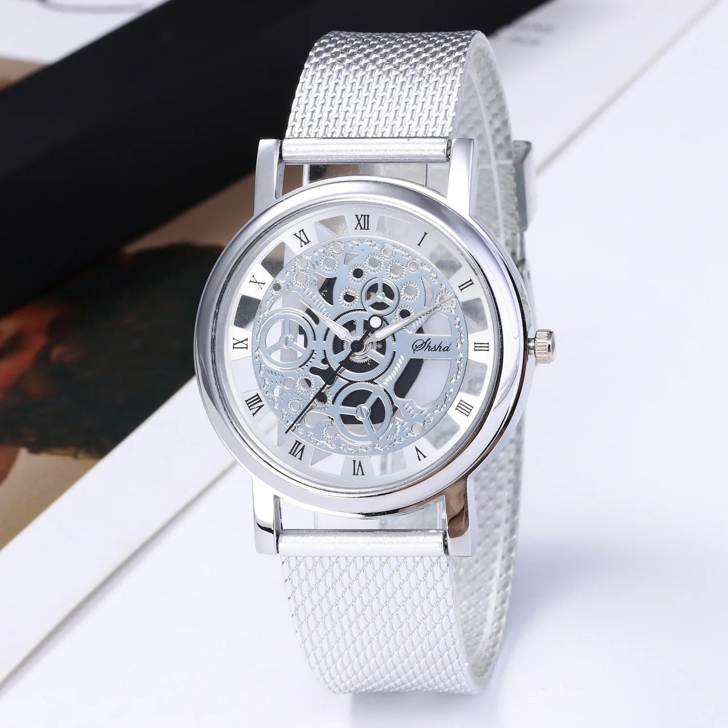 Luxury Gold Skeleton Watch for Women Ladies Fashion Watches Steel Band Gold High Quality Men and Women Couple Watches