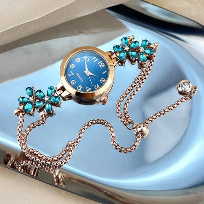 Reloj Mujer Women Watch Fashion Light Luxury Bracelet Quartz Watches for Women Exquisite Violet Crystal Ladies Watches Gifts