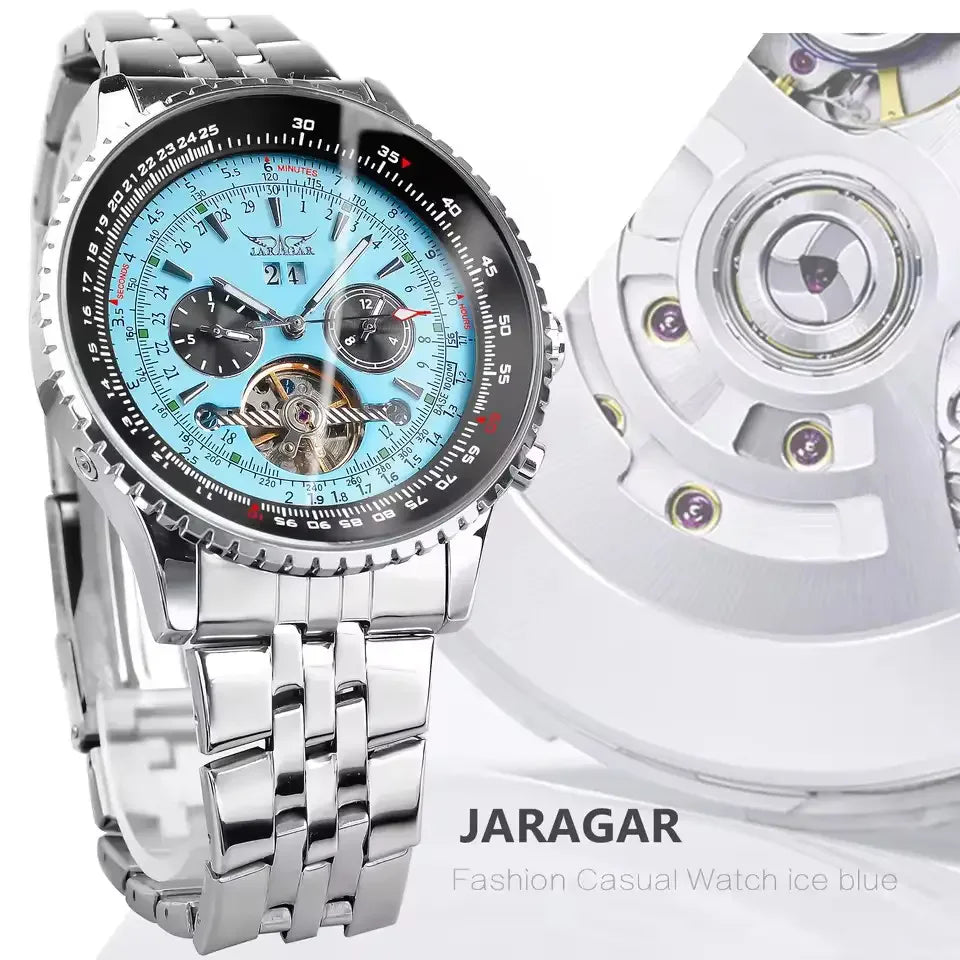 JARAGAR 034 Men's Big Dial Watch Military Pilot Date Month Business Watch