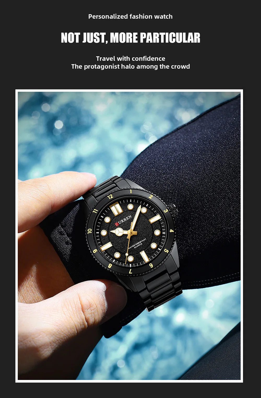 CURREN 8450 Stainless Steel Strap Men's Quartz Watch Business Blue Green Clock Analog Display Wrist Watches for Male