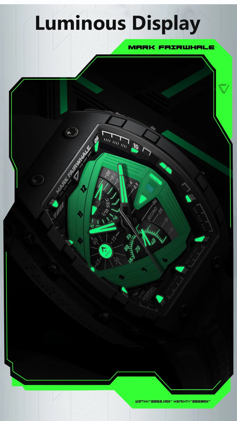 Mark Fairwhale 5690 Life Waterproof Men's Watches Chronograph Quartz Watch for Man Luminous Silicone Wristwatch Male Date Clock