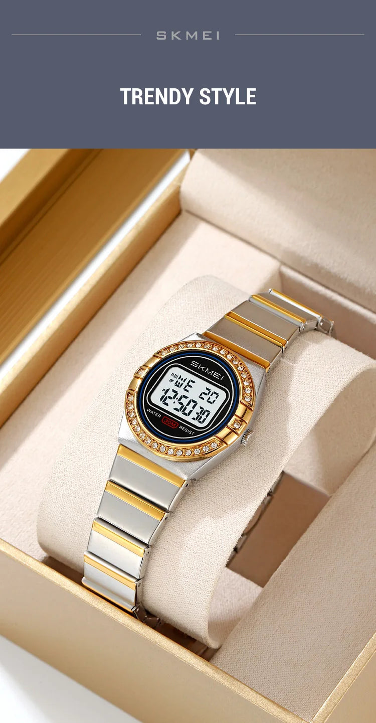 SKMEI 2446 Luxury Casual Female Girl Sports Watches Waterproof Digital Wristwatches