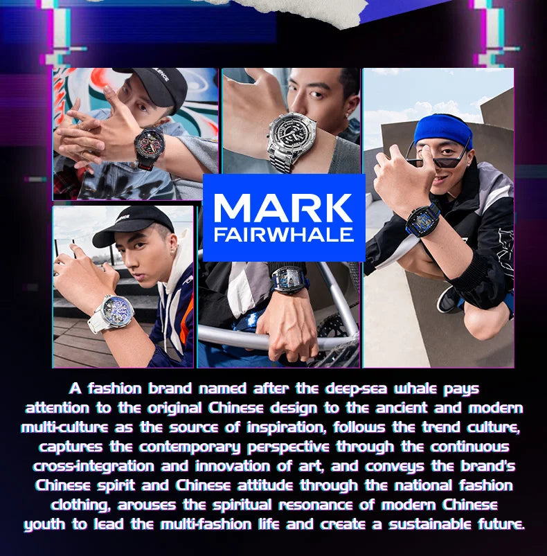 Mark Fairwhale 5210 Top Watch Men Luminous Unique Design Steel Quartz Watches