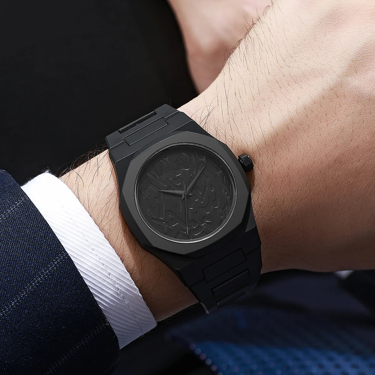 Modern Minimalist Personality Creative All-black Men's Watch Arabic