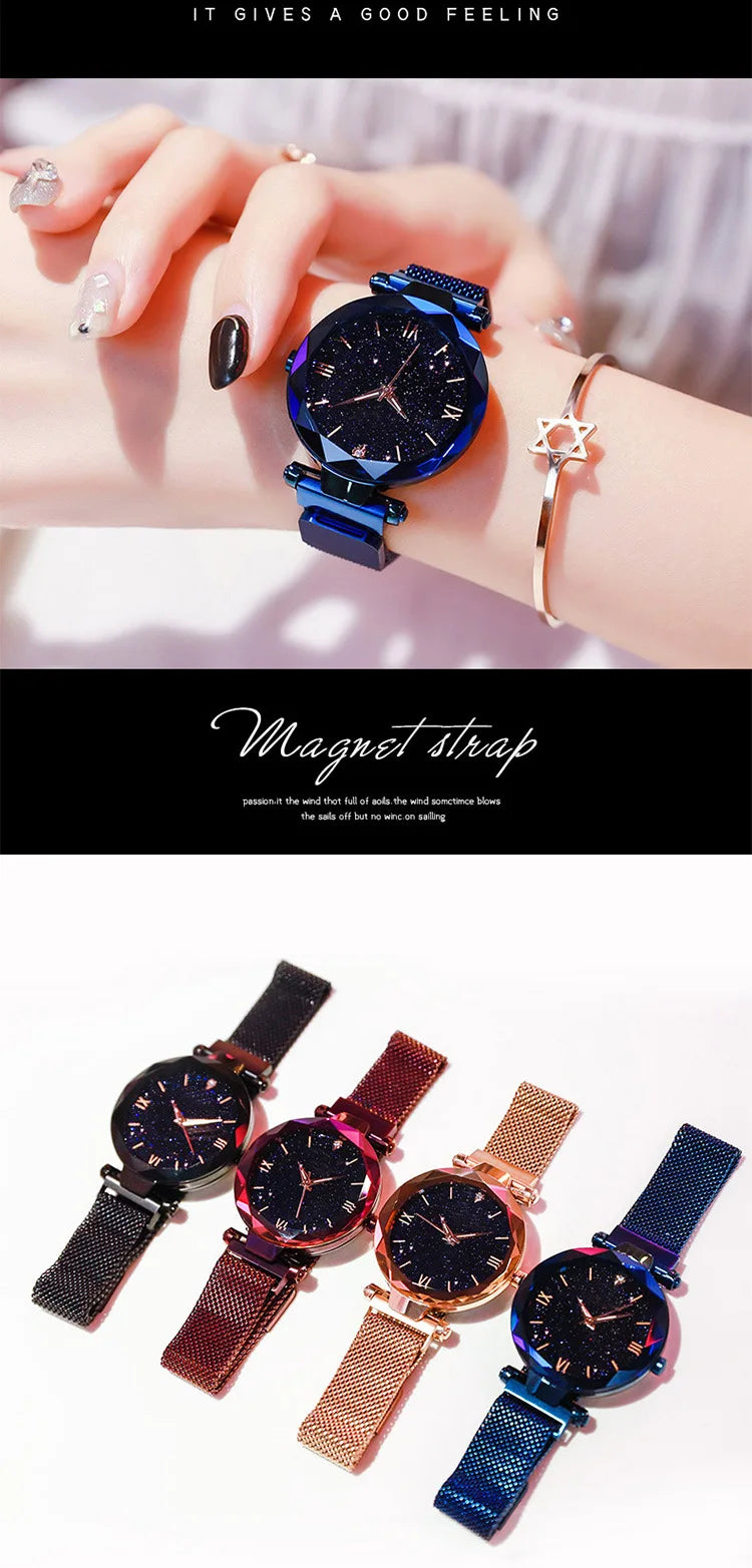 Luxury Starry Sky Women Watches Magnetic Mesh Belt Band Watch Women's Fashion Dress Wristwatch Zegarek Damski Reloj Mujer