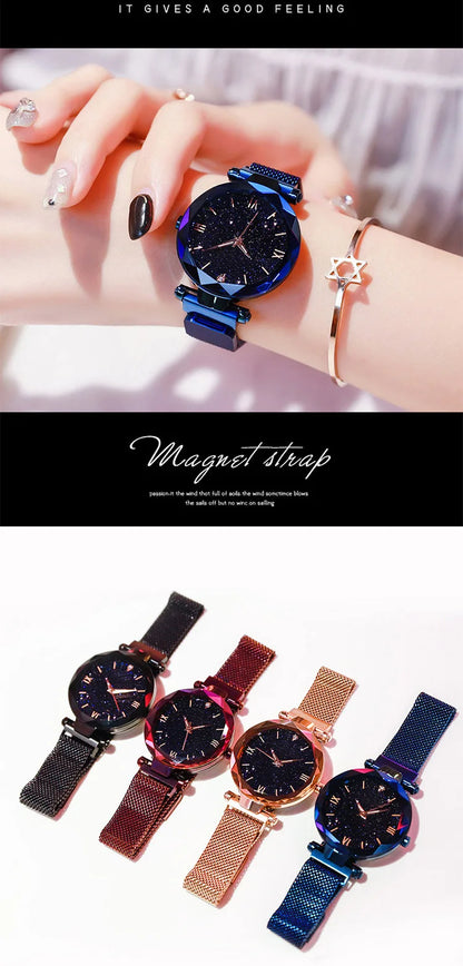 Luxury Starry Sky Women Watches Magnetic Mesh Belt Band Watch Women's Fashion Dress Wristwatch Zegarek Damski Reloj Mujer