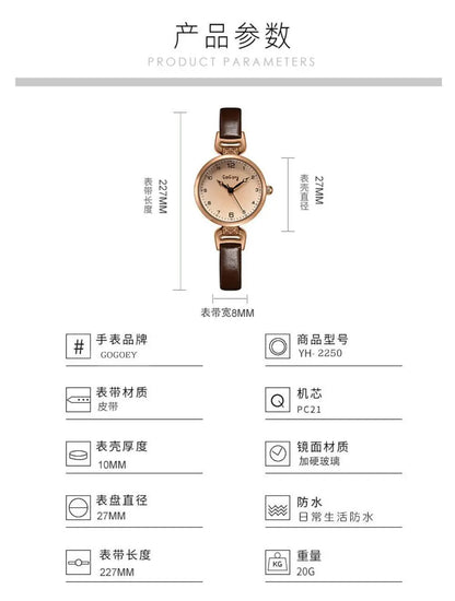 2025 Quartz Watch Women PU Leather Thin Strap Wristwatch Ladies Watches Solid Color Fashion Women Gift Watch Relojes Para Mujer