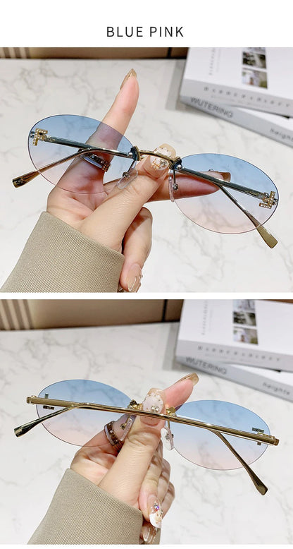Elegant Diamond Oval Sunglasses Male Letter "F" Rimless Sunglasses  car sunglasses 90902