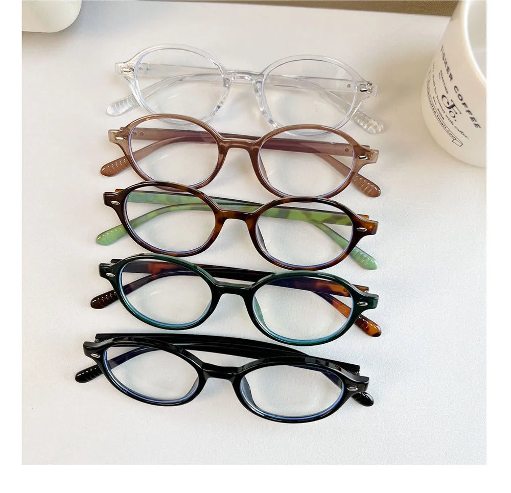 Y2K Retro Blue Green Oval Small Frame Glasses Frame Women's Anti Blue Light Glasses 2023 Fashion Style Eyeglasses Frame Eyewear
