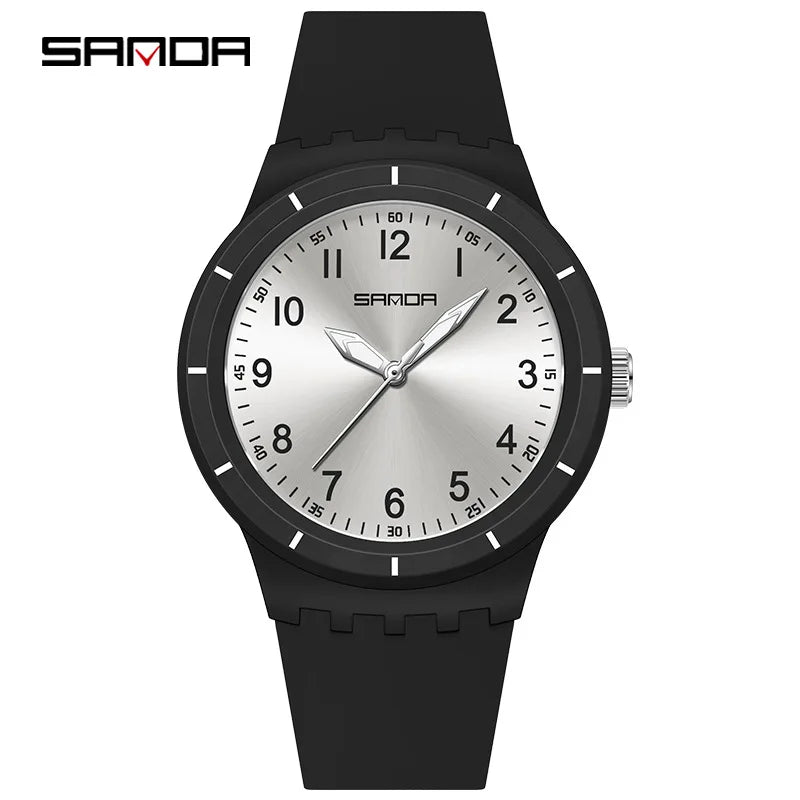 SANDA 9075 Men New Luxury Simple Original Watches Gift Silicone Quartz Wristwatches