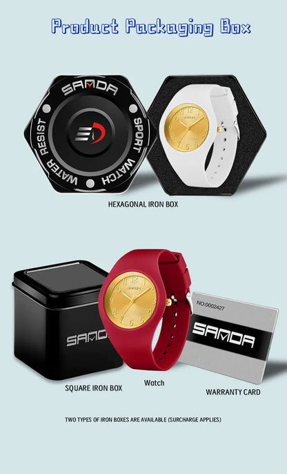 SANDA 6186 Fashion Teenagers Silicone Strap Quartz Watch