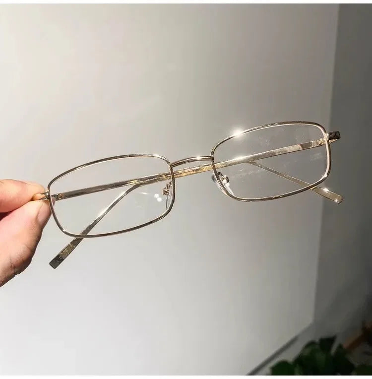 Y2K Vintage Black Silver Metal Eyeglasses Fashion Clear Reading Glasses