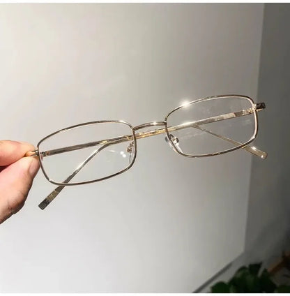 Y2K Vintage Black Silver Metal Eyeglasses Fashion Clear Reading Glasses