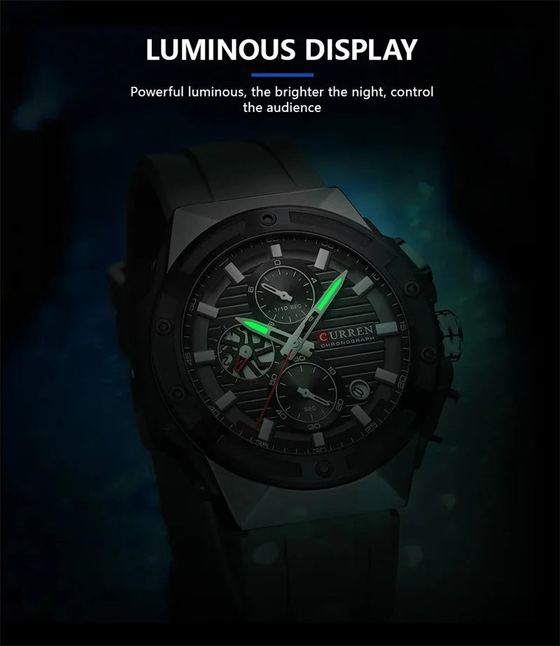 Curren 8462 Top Brand Luxury Men Watch Silicone Sports Quartz Mens Watches