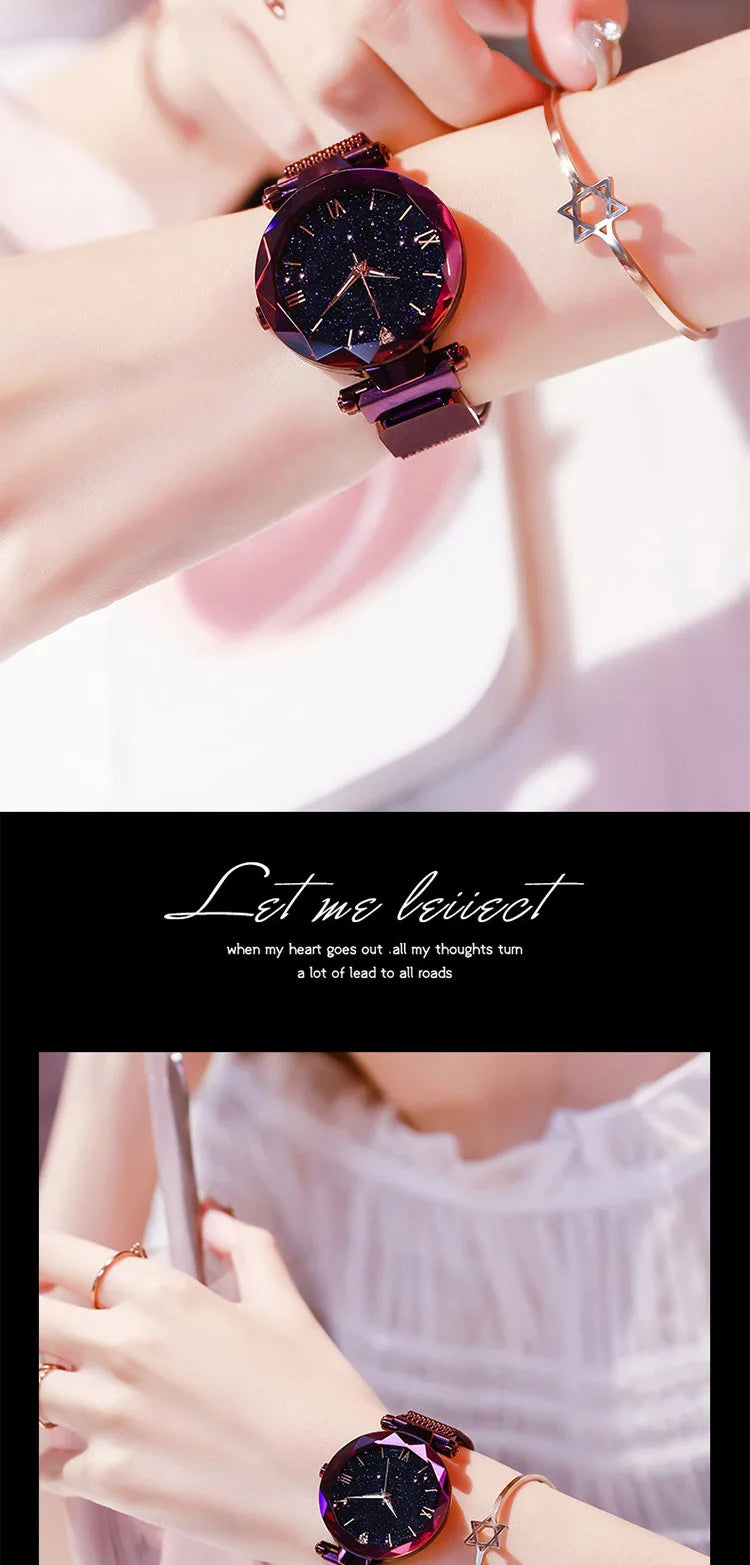 Luxury Starry Sky Women Watches Magnetic Mesh Belt Band Watch Women's Fashion Dress Wristwatch Zegarek Damski Reloj Mujer