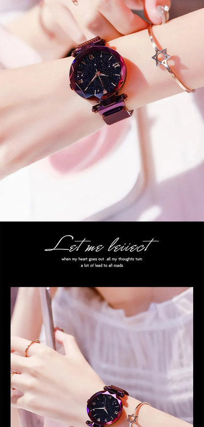 Luxury Starry Sky Women Watches Magnetic Mesh Belt Band Watch Women's Fashion Dress Wristwatch Zegarek Damski Reloj Mujer