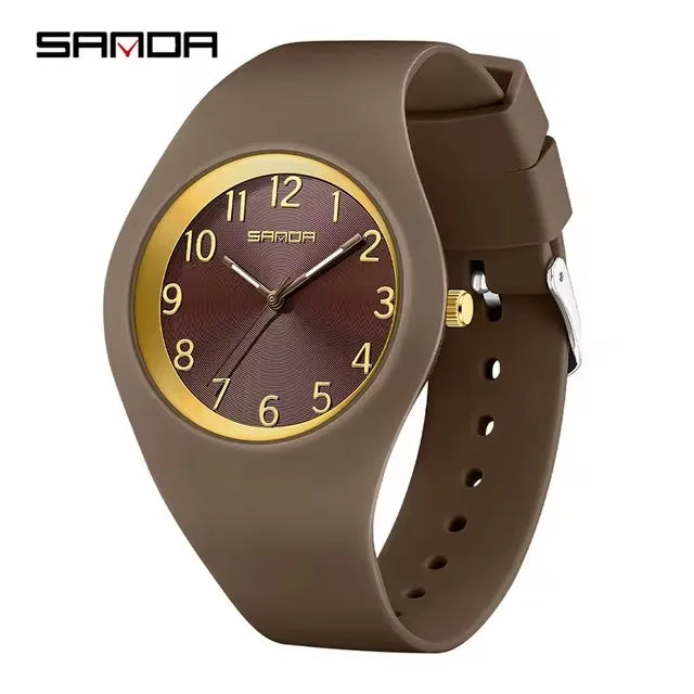 SANDA 6186 Fashion Teenagers Silicone Strap Quartz Watch