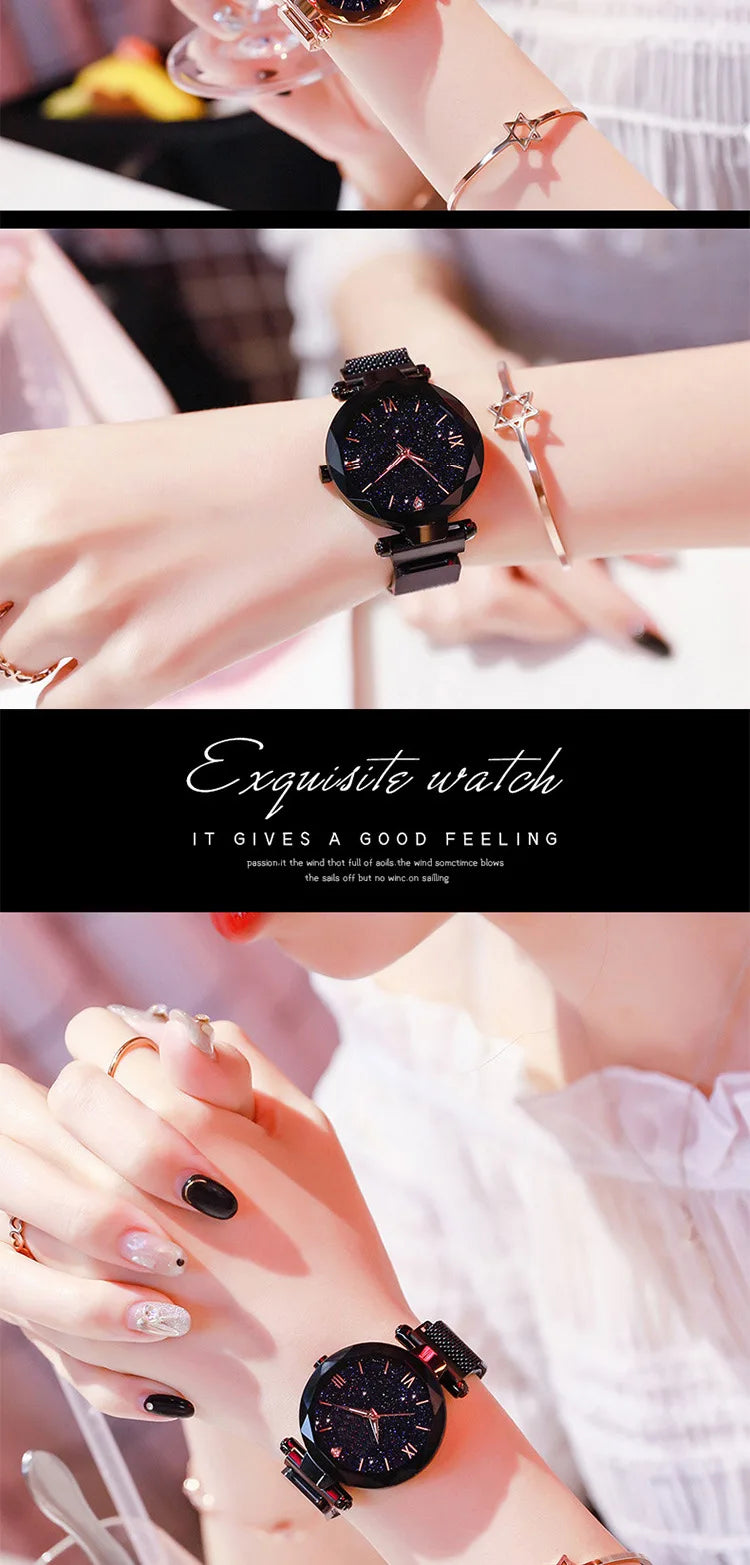 Luxury Starry Sky Women Watches Magnetic Mesh Belt Band Watch Women's Fashion Dress Wristwatch Zegarek Damski Reloj Mujer