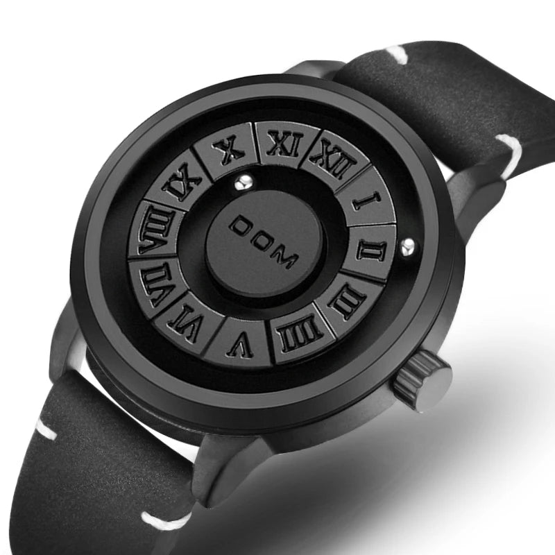 DOM 1345 Fashion New Personalized Floating Magnetic Pointer Free Ball Bearing Creative Waterproof Quartz Watch for Men Clock