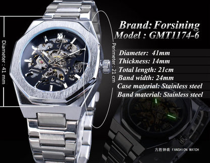 Forsining 344D  Luxury  Hollow Automatic Mechanical Watch Men Luminous Foreign Trade Cross-border Tide Waterproof Watches