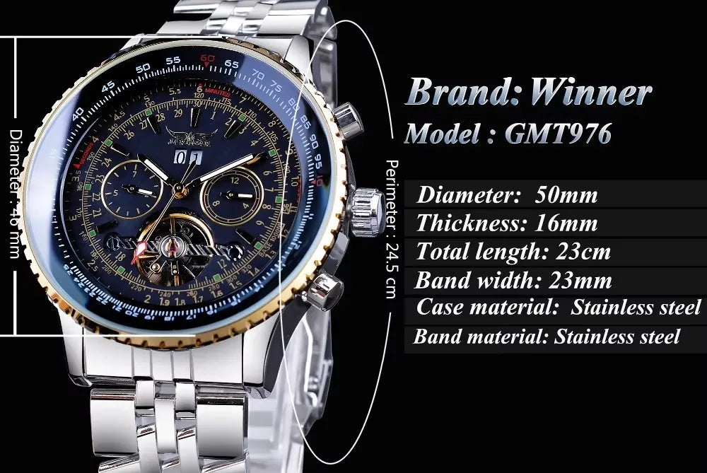 JARAGAR 034 Men's Big Dial Watch Military Pilot Date Month Business Watch