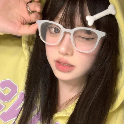 Vintage Rivet Round Frame Glasses Women Black White Leopard Eyewear Trend Brand Reading Computer Y2K Anti Blue Light Eyeglasses