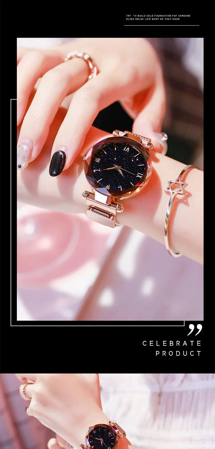 Luxury Starry Sky Women Watches Magnetic Mesh Belt Band Watch Women's Fashion Dress Wristwatch Zegarek Damski Reloj Mujer