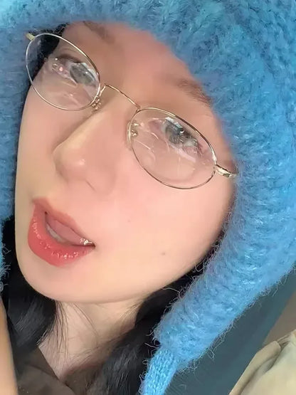 Japanese Harajuku Small Metal Oval Glasses Frame for Women No Makeup Fashion Anti-blue Glasses Men Fashion Anime Cosplay Props