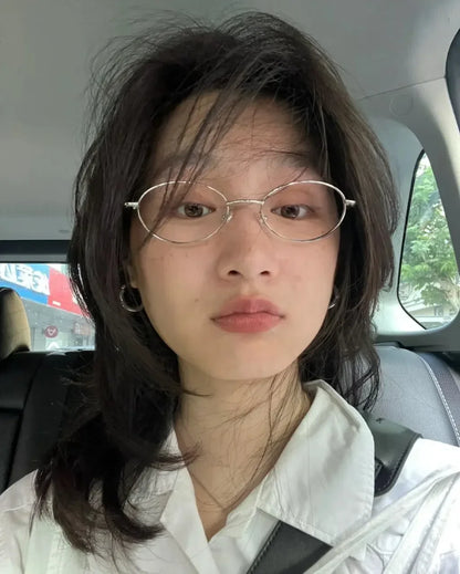 2024 Japanese Unisex Eyeglasses Frames Y2K Metal Small Oval Anti-blue Glasses Silver Gold Decorative Fashion Eyewear Accessories