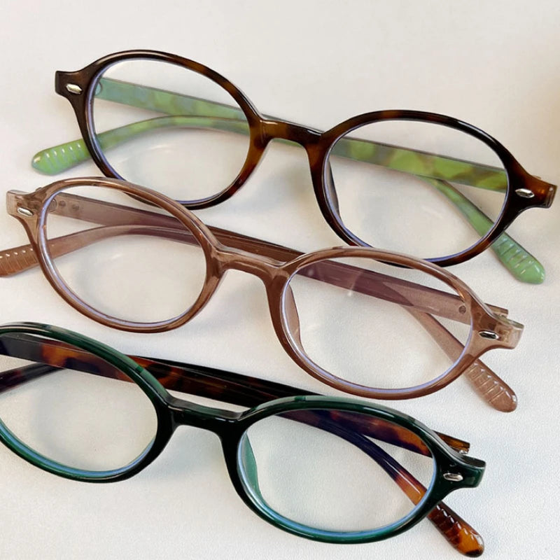Y2K Retro Blue Green Oval Small Frame Glasses Frame Women's Anti Blue Light Glasses 2023 Fashion Style Eyeglasses Frame Eyewear