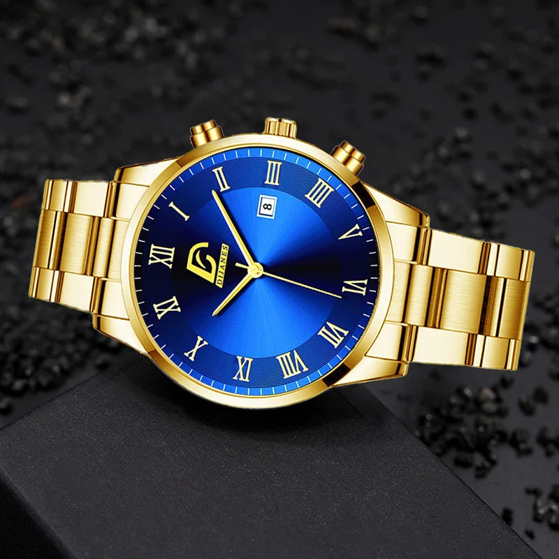 Fashion Mens Gold Watches Luxury Minimalist Quartz Wrist Watch