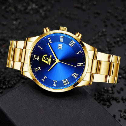 Fashion Mens Gold Watches Luxury Minimalist Quartz Wrist Watch