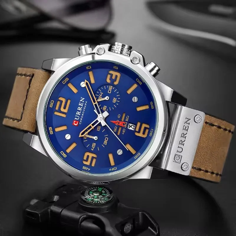 CURREN 8314 Men Quartz Watch Waterproof Chronograph Business Leather Belt Retro Watch For Men Watches Student Wristwatch Sports