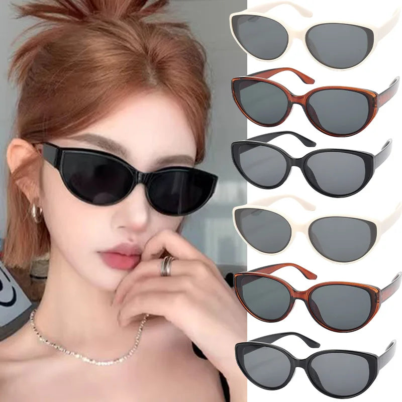 Y2K Vintage Cat Eye Small Frame Sunglasses UV Resistant Eyeglasses for Men Women