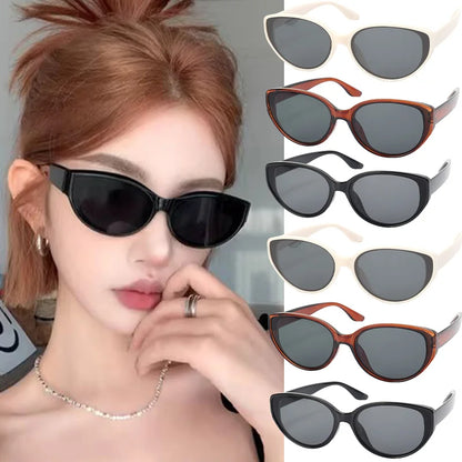 Y2K Vintage Cat Eye Small Frame Sunglasses UV Resistant Eyeglasses for Men Women
