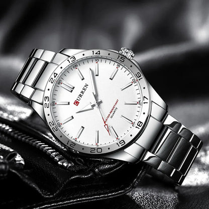 CURREN 8452 Casual Sport Simple Business Men's Watches 2025 Stainless Steel Band Wristwatch Quartz Clock with Luminous Pointers