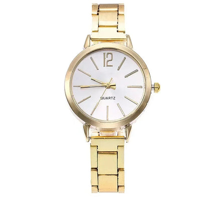 Ladies Fashion Simple Digital Alloy with Quartz Watch Bracelet 2pcs Set Luxury Women Simple Dial Ladies Watches Reloj Mujer