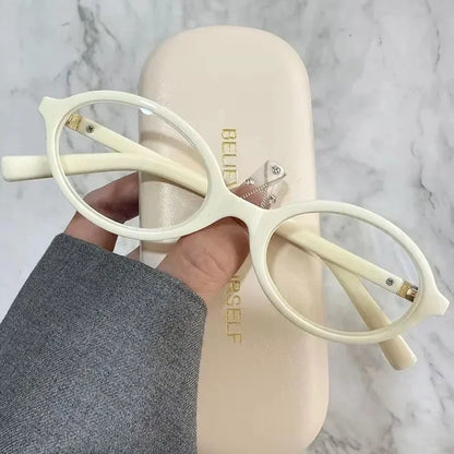 Y2K Retro Leopard Small Oval Frame Glasses Women Spice Girl Cool Eyewear New Black Reading Computer Anti Blue Light Eyeglasses