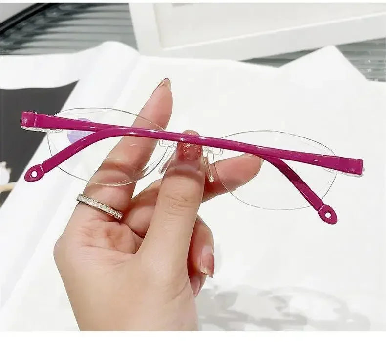Retro Narrow-frame Glasses Women Anti-Blue Light Rimless Y2K Square Harajuku Eyewear Decorative Computer Eyeglasses Accessories