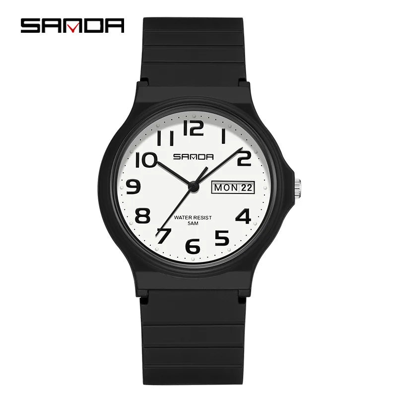 SANDA 9072 Quartz Watch Calendar Light  Weight Minimalism Ladies Women Wristwatches