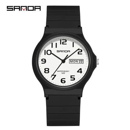 SANDA 9072 Quartz Watch Calendar Light  Weight Minimalism Ladies Women Wristwatches